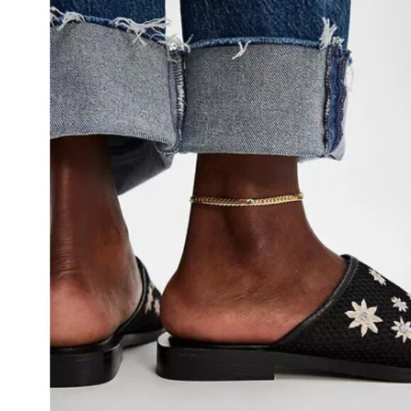 Free People Becky Daisy Mules Womens Black Shimmer Mesh Flat - Picture 4 of 4